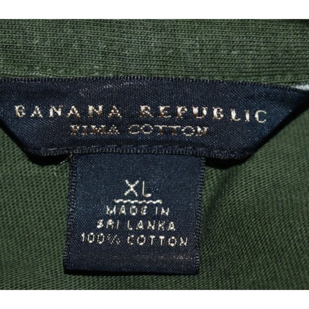 Banana Republic Mens XL Polo Shirt 100% Pima Cotton Olive Green Short Sleeve